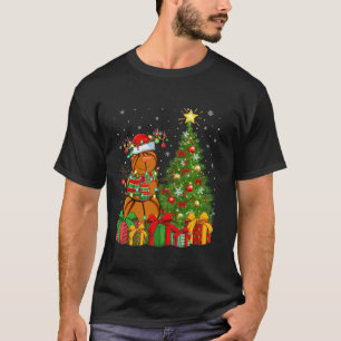 Kerstboom Verlichting Santa Hat Snowman Basketbal T-shirt