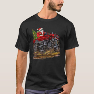 Kerstboom Verlichting Santa Riding Monster Truck C T-shirt