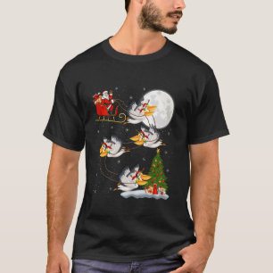 Kerstboom Verlichting Santa Riding Pelikaan Vogel T-shirt