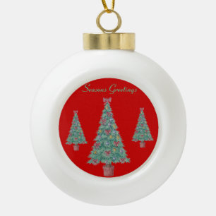 kerstboom, versieringen en koeien keramische bal ornament