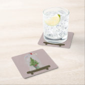 kerstboom vierkante kartonnen onderzetter (Insitu)