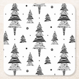 kerstboom vierkante kartonnen onderzetter