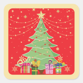 kerstboom vierkante sticker