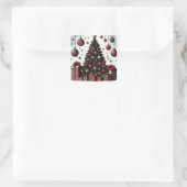 kerstboom vierkante sticker (Tas)