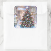 kerstboom  vierkante sticker (Tas)
