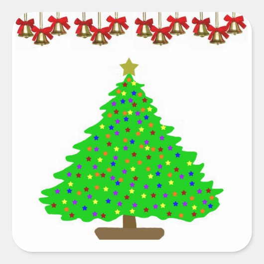 kerstboom vierkante sticker (Voorkant)