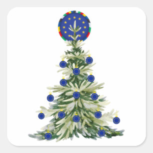 Kerstboom - Vlag van de Europese Unie EU Euro - Vierkante Sticker
