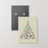 Kerstboom Vliegtuig Retro Piloot Vliegen Vlucht Button (Voorkant / Achterkant)