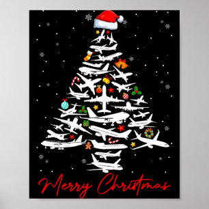 Kerstboom Vliegtuigen Veel Prettig Kerstfeest Mann Poster