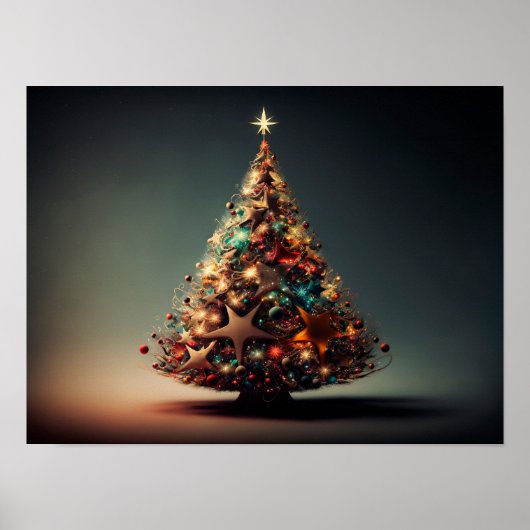 Kerstboom vol kerstmannetjes. poster (Voorkant)