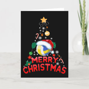 Kerstboom Volleybal Kerstman Hoed 2021 Kerstmis Feestdagen Kaart