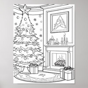 Kerstboom volwassen kleuring poster