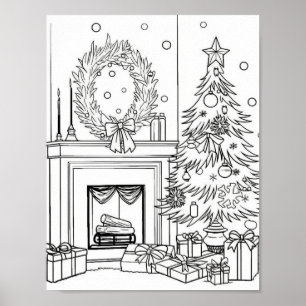 Kerstboom volwassen kleuring poster