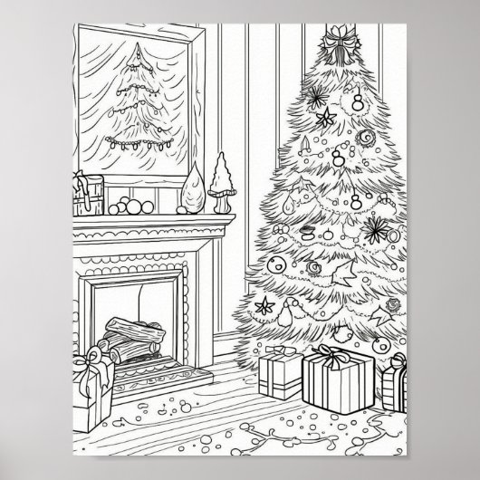 Kerstboom volwassen kleuring poster (Voorkant)