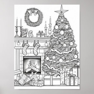 Kerstboom volwassen kleuring poster
