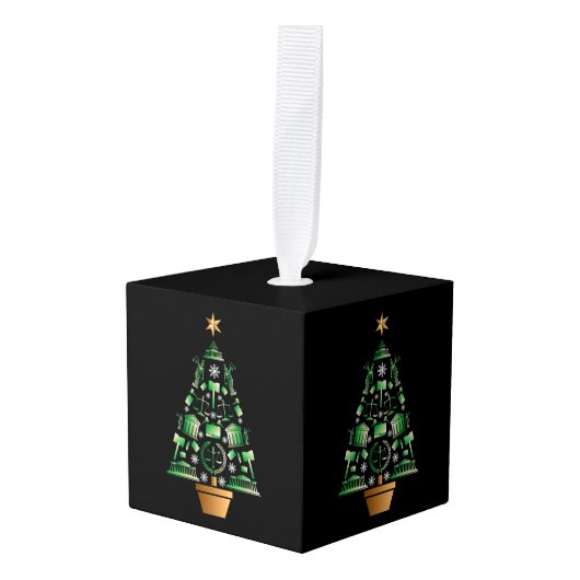 kerstboom voor advocaat kubus ornament (Voorkant hoekig)
