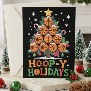 Kerstboom voor basketbal van Hoop Y Holidays met e Feestdagenkaart