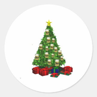 kerstboom voor bier ronde sticker