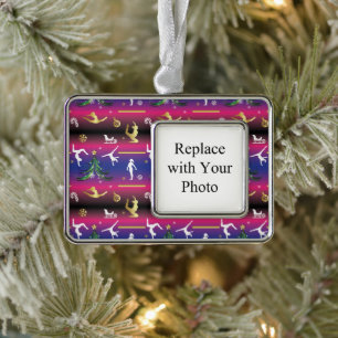 Kerstboom voor dames met turnscans verzilverd kader ornament