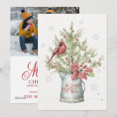 Kerstboom voor gevarieerd kerstfeest met kardinaal feestdagenkaart (Voorkant / Achterkant)