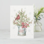 Kerstboom voor gevarieerd kerstfeest met kardinaal feestdagenkaart (Staand voorkant)