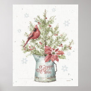 Kerstboom voor gevarieerd kerstfeest met kardinaal poster