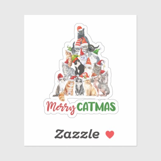 Kerstboom voor katten Kattenliefhebber Kerstvakant Sticker (Vel)