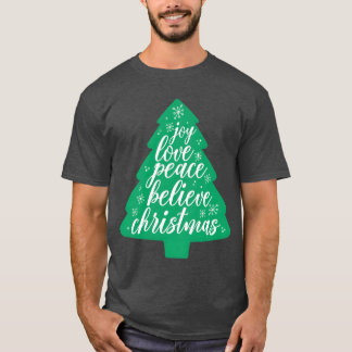 Kerstboom vreugde liefde vrede geloof kerst vi t-shirt