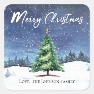 Kerstboom Vrolijk kerstcadeau Label Sticker