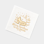 Kerstboom Vrolijk Kerstfeest Familienaam Datum Folie Servetten (Links)