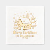 Kerstboom Vrolijk Kerstfeest Familienaam Datum Folie Servetten (Voorkant)