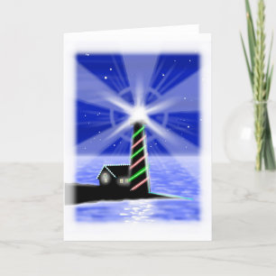 Kerstboom vuurtoren gevouwen kaart