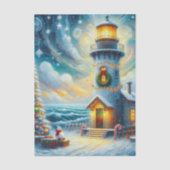 Kerstboom Vuurtoren Nautische Decoupage Tissuepapier (Voorkant)
