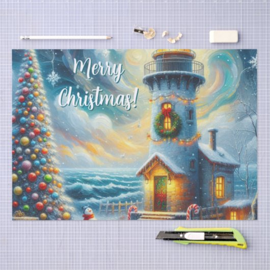 Kerstboom Vuurtoren Nautische Decoupage Tissuepapier (Craft)