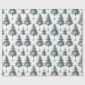 Kerstboom Water Kleur Wrapping Papier (Vlak)