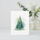 Kerstboom waterverf briefkaart (Staand voorkant)