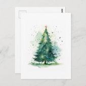 Kerstboom waterverf briefkaart (Voorkant / Achterkant)