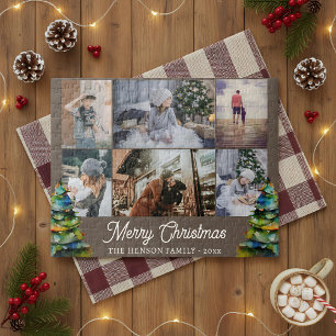 Kerstboom Waterverf Familie 6 Foto Collage Legpuzzel