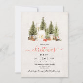Kerstboom Waterverf Gift Exchange Party Kaart (Voorkant)