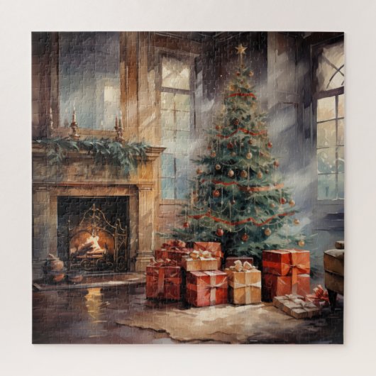 Kerstboom waterverf legpuzzel (Verticaal)