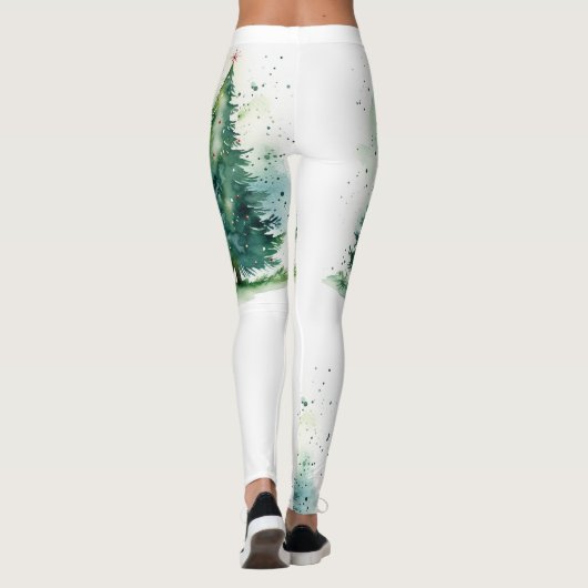 Kerstboom waterverf ontwerp leggings (Achterkant)