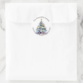 Kerstboom - Waterverf retour adreslabels Ronde Sticker (Tas)