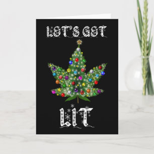 Kerstboom Wiet Blad Pot Thc Cadeau T-shirt Kaart