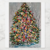 kerstboom wijn etiket (Enkel label)