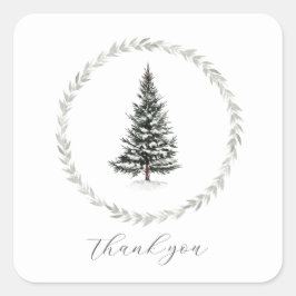Kerstboom Winter Farmhouse Rustic Bedankt Vierkante Sticker