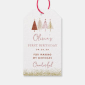 Kerstboom Winter Meisje 1ste verjaardag Dank je we Cadeaulabel (Achterkant)