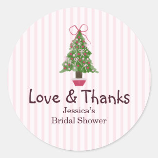 Kerstboom Winter Roze Cute Bruiloft Feest Ronde Sticker