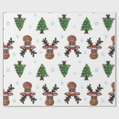 Kerstboom winterrendier Santa Hat Snowflake Cadeaupapier (Vlak)