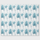 Kerstboom Wit Fancy glitter Ice Blue Snow Cadeaupapier (Vlak)
