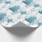 Kerstboom Wit Fancy glitter Ice Blue Snow Cadeaupapier (Hoek)